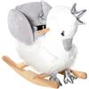 Easycomfort Dondolo Giocattolo a Forma di Cigno Bianco e Grigio per Bambini 18-36 Mesi (Max 40kg), Legno di Pioppo e Peluche