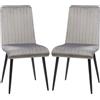 Easycomfort Set 2 Sedie da Cucina Imbottite e Salvaspazio con Gambe in Acciaio, 43x58x90 cm, Grigio e Nero