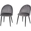 Easycomfort Set 2 Sedie Sala da Pranzo e Soggiorno Imbottite, Design Nordico ed Ergonomico in Metallo e Velluto, 52x54x79 cm, Grigio