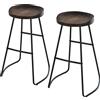 Easycomfort Set 2 Sgabelli Alti in Stile Industriale, Sgabelli da Bar con Telaio in Acciaio Nero e Seduta in Legno, Sgabelli Vintage per Cucina, 49.5x44x71cm