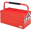 Easycomfort DURHAND Cassetta Porta Attrezzi in Metallo Pieghevole con 5 Vassoi, 3 Ripiani, Rosso