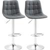 EasyComfort Set 2 Sgabelli Alti Moderno da Bar Girevoli con Schienale e Poggiapiedi, Sedia con Altezza regolabile, 42x45x89-110cm, Grigio