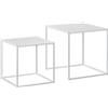 Easycomfort Set 2 Tavolini da Caffè Impilabili Quadrati in Acciaio, Bianco