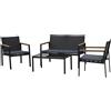 Easycomfort Set 4 Pezzi Salotto da Esterni con 2 Sedie, Divano e Tavolino Mobili da Giardino in Rattan e Acciaio Nero