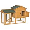 Easycomfort Gabbia per Galline con Casetta e Area Aperta, Nido con Tetto Apribile e Rete Metallica, Pollaio in Legno Giallo, 168x75x103cm