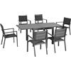 Easycomfort Set da Giardino con Tavolo Allungabile in Alluminio e 6 Sedie con Seduta Traspirante, Grigio