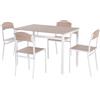 Easycomfort Set da Pranzo da 5 Pezzi con 1 Tavolo Rettangolare e 4 Sedie, in Acciaio e MDF, Grigio e Bianco