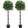 Easycomfort Set di 2 Alberi di Alloro in Vaso, Piante Finte in Plastica Altezza 120cm per Interni ed Esterni