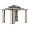 Easycomfort Gazebo da Giardino 3.7x3m con Tetto in Policarbonato a 2 Livelli, Acciaio e Alluminio, Marrone