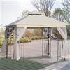 Easycomfort Gazebo da Giardino 3x3m con Zanzariera, Telaio in Acciaio e Doppio Tettuccio, Bianco