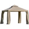 Easycomfort Gazebo da Giardino 3x3m in Metallo con Zanzariera e Tetto a 2 Livelli in Poliestere Cachi