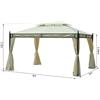 Easycomfort Gazebo da Giardino 3x4m in Acciaio con Doppio Tetto e 4 Tende Laterali, Crema