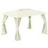 Easycomfort Gazebo da Giardino 4x3m con Doppio Tettuccio, Pareti in Poliestere e Struttura in Acciaio, Beige