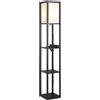 Easycomfort Lampada da Terra Moderna, Lampadina Illuminazione Interna Salvaspazio con Ripiani da Soggiorno Cotone, MDF 26 x 26 x 160 cm Nero e Bianco