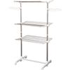 EasyComfort Stendino Verticale Pieghevole in Acciaio e Plastica con 6 Ruote e 3 Ripiani Regolabili, 142x55x172 cm
