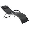 Easycomfort Lettino Prendisole in Alluminio, Sedia Sdraio da Giardino in Textilene con Poggiatesta Rimovibile