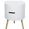 Easycomfort Tavolino da Caffè Rotondo, 3 Elementi con Apertura a Rotazione, Vassoio Rimovibile, in Legno Bianco, ?38 x 48.3cm
