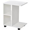 Easycomfort Tavolino da Salotto a C con 2 Ripiani Aperti e 4 Ruote Girevoli, in MDF e PE, 45x35x58 cm, Bianco