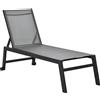 Easycomfort Lettino Sdraio Prendisole in Alluminio e Texteline Schienale Regolabile, Grigio e Nero, 2 Ruote 169x65x102cm