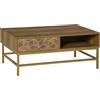Easycomfort Tavolino da Salotto Rettangolare con Cassetto e 2 Ripiani Aperti, 100x59x42.8cm