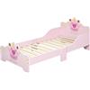 Easycomfort Letto per Bambini con Bordi Rialzati e 6 Gambe in Legno per Cameretta, Lettino per Bimbi da 3-6 Anni, 143x73x60cm, Rosa