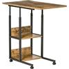 Easycomfort Tavolino da Salotto Stile Industriale, Altezza Regolabile e 4 Ruote con Freno, 80x40x60-75cm