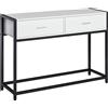 EasyComfort Tavolo Consolle per Ingresso con 2 Cassetti in Legno Bianco e Metallo Nero