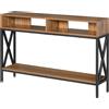 Easycomfort Tavolo Consolle Stile Vintage Industriale con 3 Ripiani e Telaio in Metallo, Color Noce e Nero, 120x23.5x75cm