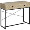 Easycomfort Tavolo Consolle Vintage in Legno e Metallo Nero per un Ingresso dal Design Contemporaneo, 2 Cassetti 90x35x76cm