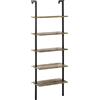 Easycomfort Libreria a Scala con 5 Ripiani in Stile Industriale in Legno e Metallo, 60x30x184.5cm, Marrone
