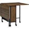 Easycomfort Tavolo Pieghevole con 6 Ruote e Mensola Stile Industriale in Legno e Metallo, Marrone Chiaro