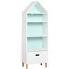 Easycomfort Libreria Scaffale Portagiochi per Cameretta Bimbi e Ragazzi, 1 Cassetto e 4 Ripiani, Bianca e Azzurra 50x30x142cm