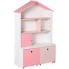 Easycomfort Libreria Scaffale Portagiochi Rosa per Cameretta Bimbi e Ragazzi con 2 Cassetti Estraibili, 80 x 34 x 130 cm