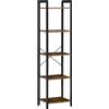 Easycomfort Libreria Stile Industriale a 5 Scaffali in Legno e Acciaio, 40x30x154cm, Marrone Rustico