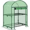 Easycomfort Mini Serra da Giardino con 2 Ripiani in Metallo e Copertura in PE, 69x49x92cm, Verde