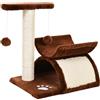 Easycomfort Tiragraffi Gatto Albero Tira Graffi Gioco Giocattolo per Gatti con Cuccia 2 Palline Appese in Sisal Naturale Altezza 43cm