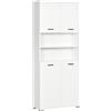Easycomfort Mobile Bagno in Truciolato Bianco con 2 Armadietti con Ante e 2 Ripiani Aperti, 80x33.5x190 cm