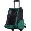 Easycomfort Trasportino Zaino 2 in 1 per Cani e Gatti con Tasche Laterali, Maniglia Telescopica e Ruote, 42x25x55cm, Verde