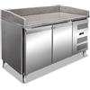 Attrezzature Professionali Banco Pizza Refrigerato Ventilato N° 2 Ante e Piano di Lavoro in Granito - Capacità lt 294