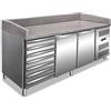 Attrezzature Professionali Banco Pizza Refrigerato Ventilato - N° 2 Ante + N° 7 Cassetti - Capacità lt 294