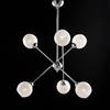 Bonetti Illumina Lampadario sospensione LOLA, 6 luci design moderno cromo sfere vetro bianche