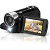 Akozon Videocamera Portatile, Videocamera Dv 1080P 16MP Schermo Girevole TFT da 2,7 Pollici Video 16x per Bambini Zoom Digitale con Cavo USB Mini Lettore Dv Nero (Nero)