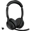 JABRA Cuffie Bluetooth, Wireless, a Padiglione, con Microfono, Antirumore, con Base di Ricarica, Ideali per Ufficio, colore Nero - 25599-989-899