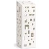 HAK Kähler Kähler Urbania - Casetta per lumino da tè a forma di grattacielo, protegge il lumino dal vento, in ceramica, colore: bianco