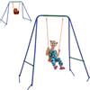 Outsunny Altalena da Giardino 2 in 1 per Neonati e Bambini da 6 Mesi a 8 Anni, Arancione e Blu