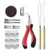 YANTAISIYU Kit di extension per capelli: 500 pezzi 2.5mm nano anelli, I-tip pinze per capelli, ago extension (marrone scuro)