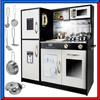 Cucina in Legno per Bambini Grande Alta 80cm Nera Giocattolo con Luci e Suoni