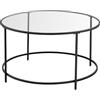 VASAGLE Tavolino da Salotto Rotondo, Tavolino Basso in Vetro e Acciaio, Tavolino da Caffè Moderno, Tavolino Soggiorno, Nero LGT021B01