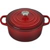 Le Creuset Cocotte rotonda Evolution in ghisa vetrificata con Coperchio, diameter 22 cm, Ciliegia, 21177220602430