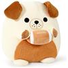 shownicer Peluche a forma di cartone animato cane rugby morbido cuscino peluche 30 cm regalo per bambini adulti bianco marrone (cane e rugby, 30 cm)